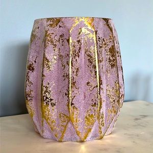 Glass purple & gold candle holder slash vase